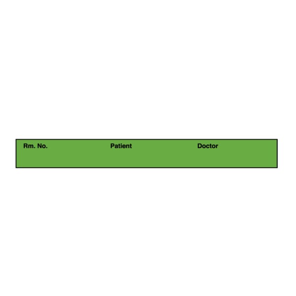 Printed Chart Tape - Rm No Patient Doctor 1/2 Green w/Black, PK6